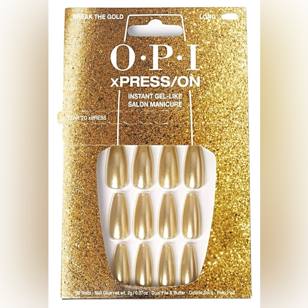 🆕 OPI xPRESS/ON Nails Long Break the Gold